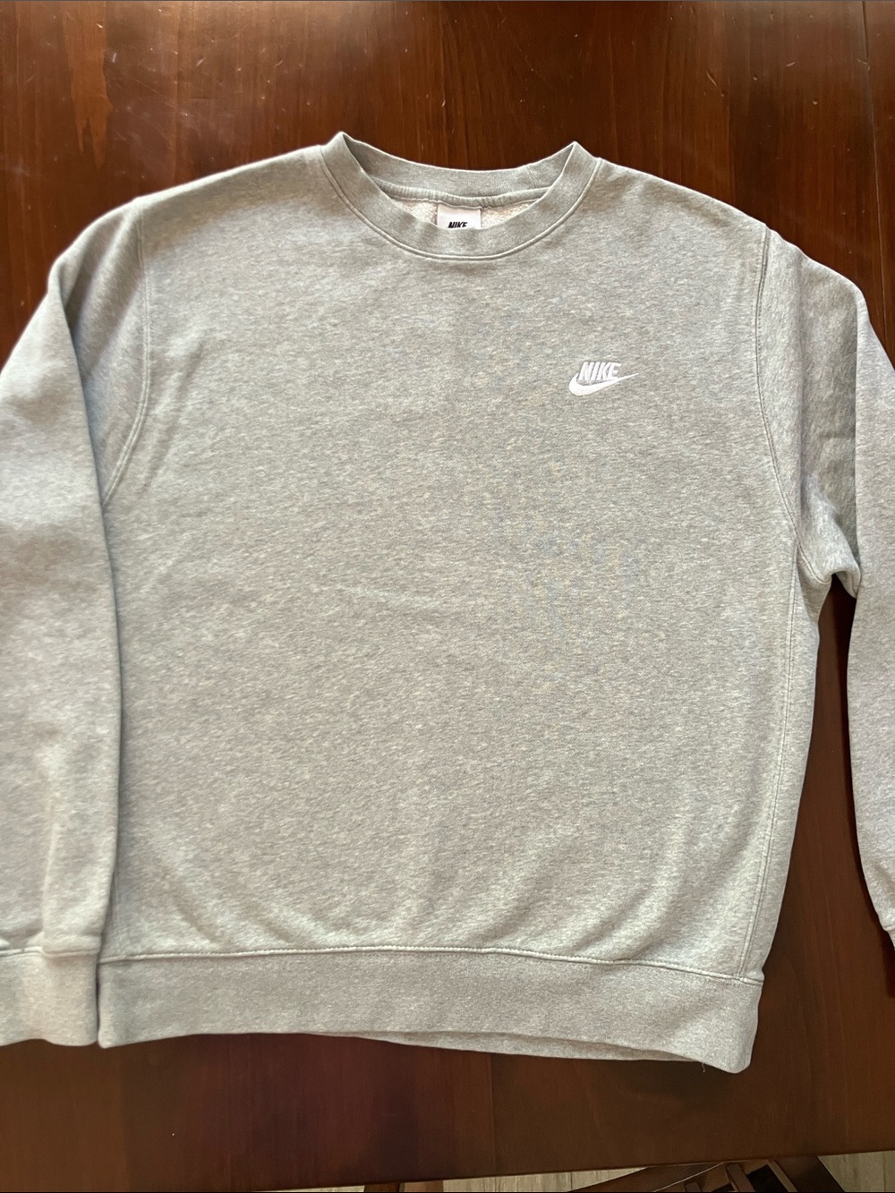 Nike Light Grey Crewneck Sweatshirt with White Logo, Medium, Like New